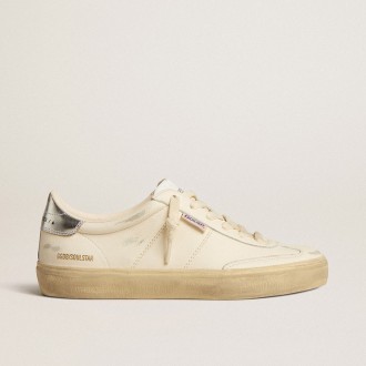 Golden Goose Soul Star In White Nappa With Metallic Silver Leather Heel Tab