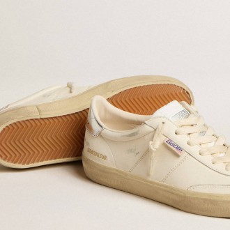 Golden Goose Soul Star In White Nappa With Metallic Silver Leather Heel Tab