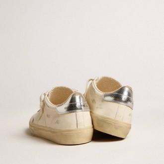 Golden Goose Soul Star In White Nappa With Metallic Silver Leather Heel Tab