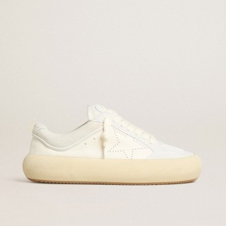 Golden Goose Space-Star Cube In White Leather With Perforated Star