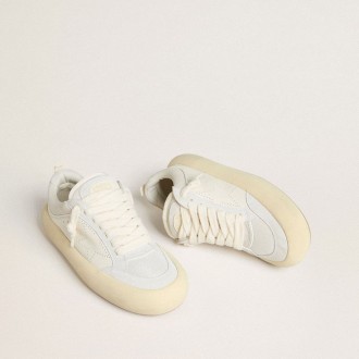 Golden Goose Space-Star Cube In White Leather With Perforated Star Golden Goose Space-Star Cube In White Leather With Perforated Star