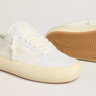 Golden Goose Space-Star Cube In White Leather With Perforated Star Golden Goose Space-Star Cube In White Leather With Perforated Star