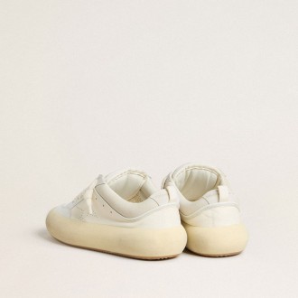 Golden Goose Space-Star Cube In White Leather With Perforated Star Golden Goose Space-Star Cube In White Leather With Perforated Star