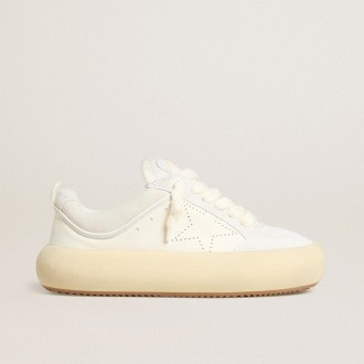 Golden Goose Space-Star Cube In White Leather With Perforated Star