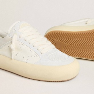 Golden Goose Space-Star Cube In White Leather With Perforated Star Golden Goose Space-Star Cube In White Leather With Perforated Star