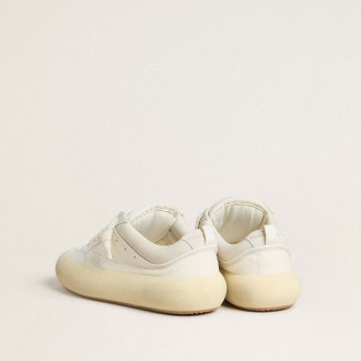 Golden Goose Space-Star Cube In White Leather With Perforated Star Golden Goose Space-Star Cube In White Leather With Perforated Star