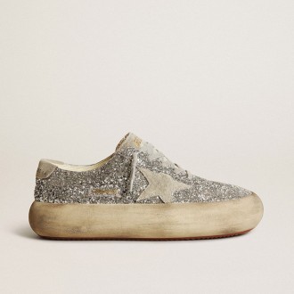 Golden Goose Space-Star In Silver Glitter With Ice-Gray Star