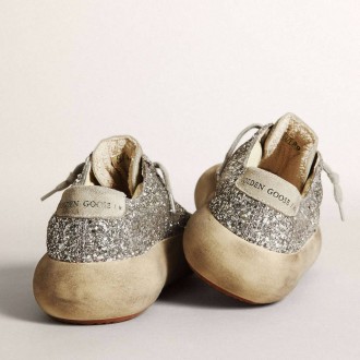 Golden Goose Space-Star In Silver Glitter With Ice-Gray Star Golden Goose Space-Star In Silver Glitter With Ice-Gray Star