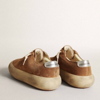 Golden Goose Space-Star In Tobacco-Colored Suede With Perforated Star
