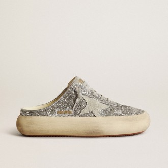 Golden Goose Space-Star Sabot In Glitter With Ice-Gray Star And Tab