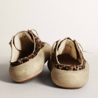 Golden Goose Space-Star Sabot In Leopard Print Pony Skin With Black Star