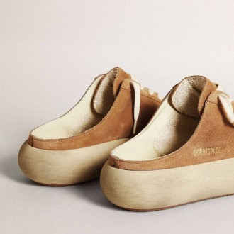 Golden Goose Space-Star Sabot In Tobacco-Colored Suede With Perforated Star