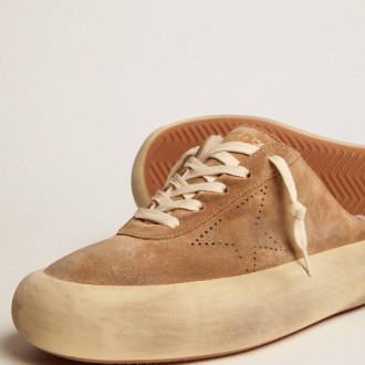 Golden Goose Space-Star Sabot Shoes In Tobacco-Colored Suede With Shearling Lining