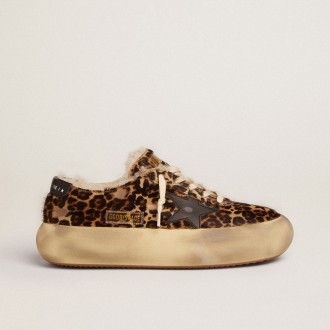 Golden Goose Space-Star Shoes In Animal-Print Pony Skin With Shearling Lining