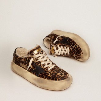 Golden Goose Space-Star Shoes In Animal-Print Pony Skin With Shearling Lining