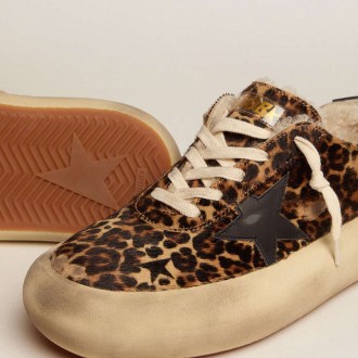Golden Goose Space-Star Shoes In Animal-Print Pony Skin With Shearling Lining