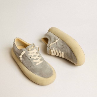 Golden Goose Space-Star Shoes In Ice-Gray Suede With Perforated Star Golden Goose Space-Star Shoes In Ice-Gray Suede With Perforated Star