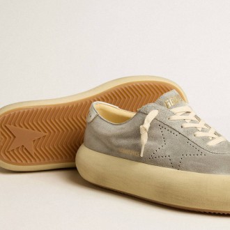 Golden Goose Space-Star Shoes In Ice-Gray Suede With Perforated Star Golden Goose Space-Star Shoes In Ice-Gray Suede With Perforated Star