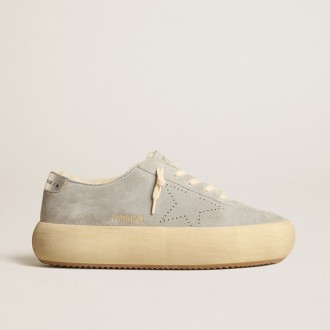 Golden Goose Space-Star Shoes In Ice-Gray Suede With Shearling Lining