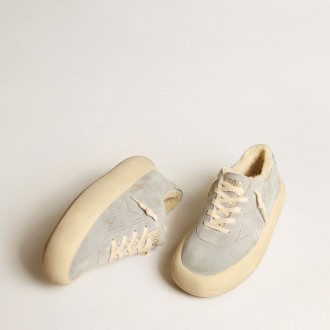 Golden Goose Space-Star Shoes In Ice-Gray Suede With Shearling Lining