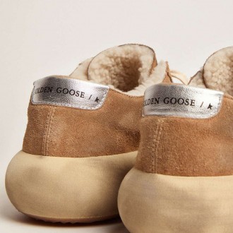 Golden Goose Space-Star Shoes In Tobacco-Colored Suede With Shearling Lining Golden Goose Space-Star Shoes In Tobacco-Colored Suede With Shearling Lining