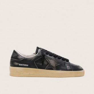 Golden Goose Stardan In Black Leather With Black Leather Star And Heel Tab