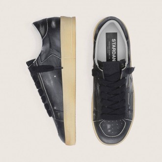 Golden Goose Stardan In Black Leather With Black Leather Star And Heel Tab Golden Goose Stardan In Black Leather With Black Leather Star And Heel Tab
