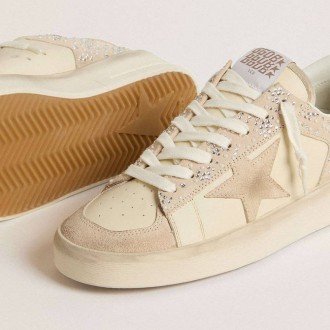 Golden Goose Stardan In Cream-Colored Suede And Leather With Swarovski And A Suede Star Golden Goose Stardan In Cream-Colored Suede And Leather With Swarovski And A Suede Star