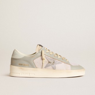 Golden Goose Stardan In Gray Nappa Leather And White Mesh With Gray Leather Star