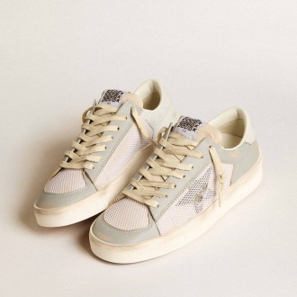 Golden Goose Stardan In Gray Nappa Leather And White Mesh With Gray Leather Star
