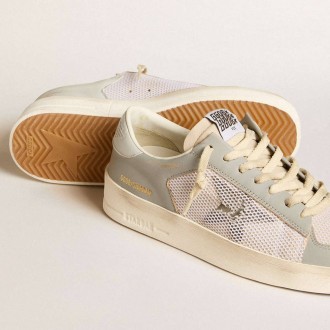 Golden Goose Stardan In Gray Nappa Leather And White Mesh With Gray Leather Star
