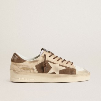 Golden Goose Stardan In Military-Green Suede And Beige Pony Skin With Beige Suede Star