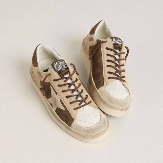 Golden Goose Stardan In Military-Green Suede And Beige Pony Skin With Beige Suede Star Golden Goose Stardan In Military-Green Suede And Beige Pony Skin With Beige Suede Star