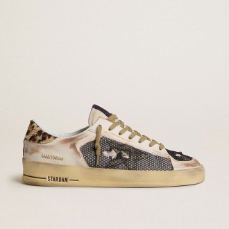 Golden Goose Stardan In Nappa And Mesh With Leopard-Print Pony Skin Heel Tab