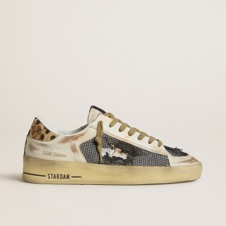 Golden Goose Stardan In Nappa And Mesh With Leopard-Print Pony Skin Heel Tab