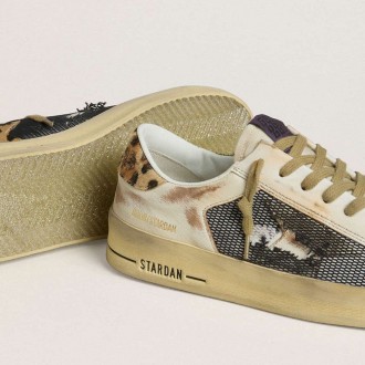 Golden Goose Stardan In Nappa And Mesh With Leopard-Print Pony Skin Heel Tab