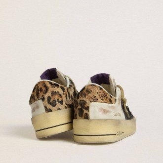 Golden Goose Stardan In Nappa And Mesh With Leopard-Print Pony Skin Heel Tab