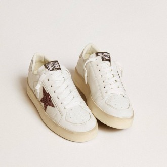 Golden Goose Stardan In Nappa With Glitter Star And Metallic Leather Heel Tab