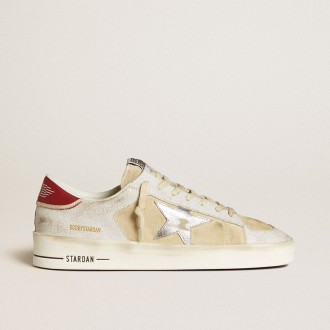 Golden Goose Stardan In Nubuck And Crackle Leather With Silver Metallic Leather Star