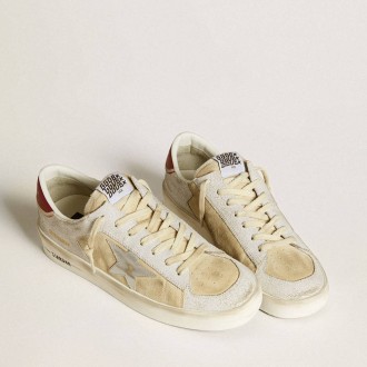 Golden Goose Stardan In Nubuck And Crackle Leather With Silver Metallic Leather Star Golden Goose Stardan In Nubuck And Crackle Leather With Silver Metallic Leather Star