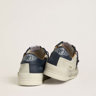 Golden Goose Stardan In Nubuck With Metallic Leather Star And Blue Nappa Heel Tab Golden Goose Stardan In Nubuck With Metallic Leather Star And Blue Nappa Heel Tab