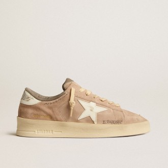 Golden Goose Stardan In Old Rose Suede With White Leather Star And Heel Tab