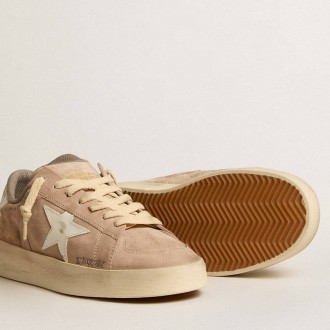 Golden Goose Stardan In Old Rose Suede With White Leather Star And Heel Tab Golden Goose Stardan In Old Rose Suede With White Leather Star And Heel Tab