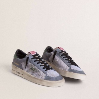Golden Goose Stardan In Powder-Blue Suede With Green Leather Star And Heel Tab Golden Goose Stardan In Powder-Blue Suede With Green Leather Star And Heel Tab