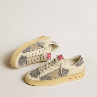 Golden Goose Stardan In Suede With Sand Star And Silver Swarovski Crystal Inserts Golden Goose Stardan In Suede With Sand Star And Silver Swarovski Crystal Inserts