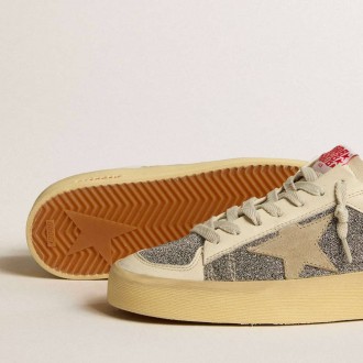 Golden Goose Stardan In Suede With Sand Star And Silver Swarovski Crystal Inserts Golden Goose Stardan In Suede With Sand Star And Silver Swarovski Crystal Inserts