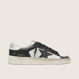 Golden Goose Stardan In White And Black Leather