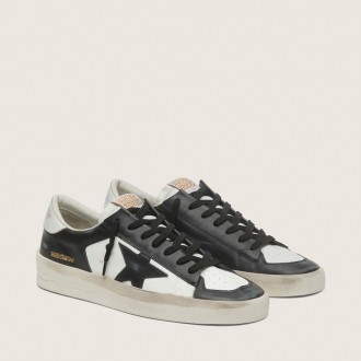 Golden Goose Stardan In White And Black Leather