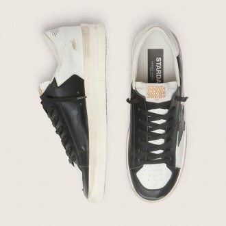 Golden Goose Stardan In White And Black Leather