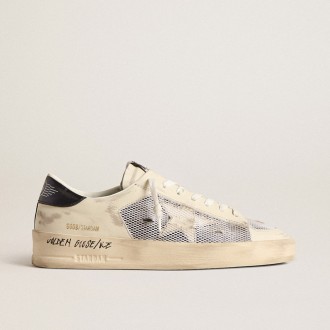 Golden Goose Stardan In White Leather And Mesh With White Leather Star
